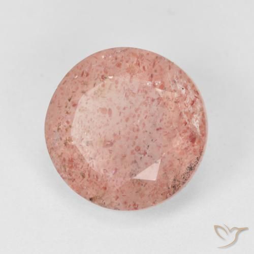 Quarzo fragola Rosa arancio naturale da 4.43 ct, Rotondo, Traslucido