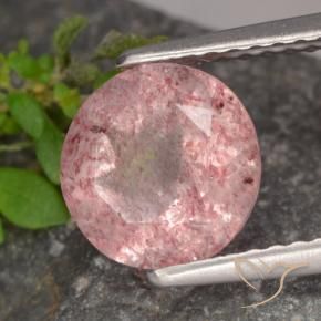 Quarzo fragola Rosa medio naturale da 1.75 ct, Rotondo, Traslucido