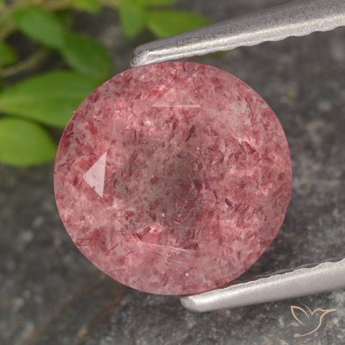 1.79ct Naturale Rosa rosa Quarzo Fragola, Rotondo, Traslucido
