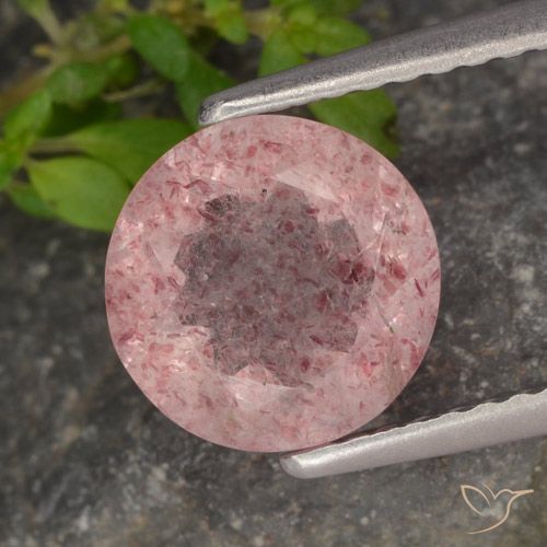 1.61ct Naturale Rosa medio Quarzo Fragola, Rotondo, Traslucido