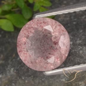 Quarzo fragola Rosa medio naturale da 1.61 ct, Rotondo, Traslucido