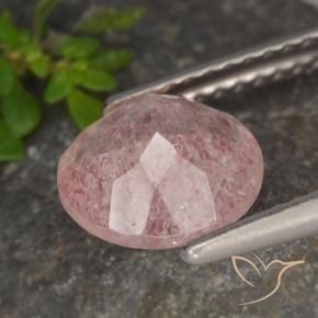 Quarzo fragola Rosa medio naturale da 1.61 ct, Rotondo, Traslucido