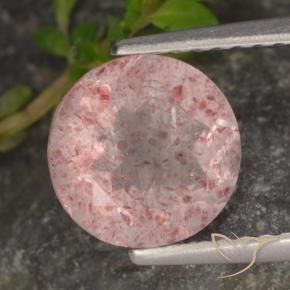 Quarzo fragola Rosa chiaro naturale da 1.89 ct, Rotondo, Traslucido