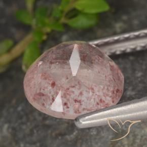 Quarzo fragola Rosa chiaro naturale da 1.89 ct, Rotondo, Traslucido