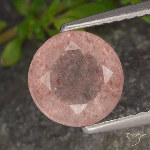 1.72ct Naturale Rosa medio Quarzo Fragola, Rotondo, Traslucido