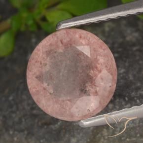 Quarzo fragola Rosa medio naturale da 1.72 ct, Rotondo, Traslucido