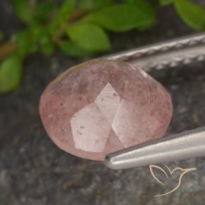 Quarzo fragola Rosa medio naturale da 1.72 ct, Rotondo, Traslucido