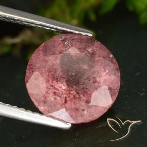 Quarzo fragola Rosa scuro naturale da 4.31 ct, Rotondo, Traslucido
