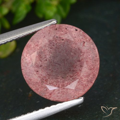 4.84ct Naturale Rosa scuro Quarzo Fragola, Rotondo, Traslucido