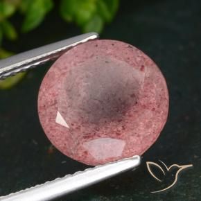 Quarzo fragola Rosa scuro naturale da 4.84 ct, Rotondo, Traslucido