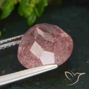 Quarzo fragola Rosa scuro naturale da 4.84 ct, Rotondo, Traslucido