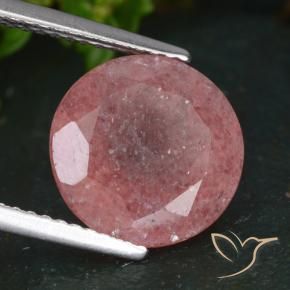 Quarzo fragola Rosa medio-scuro naturale da 4.76 ct, Rotondo, Traslucido