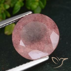 Quarzo fragola Rosa rosa naturale da 4.31 ct, Rotondo, Traslucido