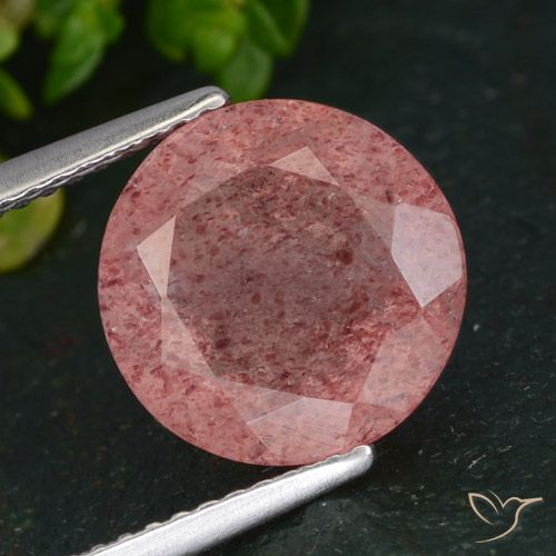 4.29ct Naturale Rosa scuro Quarzo Fragola, Rotondo, Traslucido