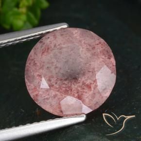 Quarzo fragola Rosa rosa naturale da 4.14 ct, Rotondo, Traslucido