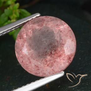 Quarzo fragola Rosa rosa naturale da 5.02 ct, Rotondo, Traslucido