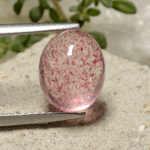 3.32ct Naturale Rosa medio Quarzo Fragola, Ovale, Traslucido