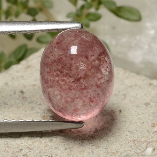 Quarzo fragola Rosa medio naturale da 4.30 ct, Ovale, Traslucido