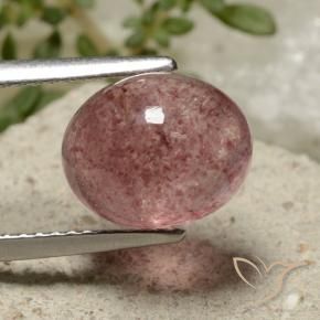 Quarzo fragola Rosa medio naturale da 4.30 ct, Ovale, Traslucido