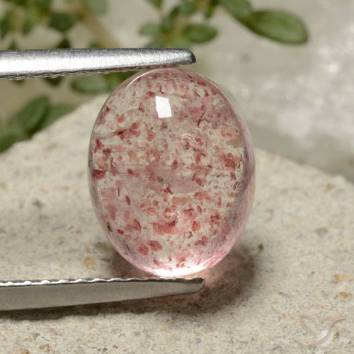 3.80ct Naturale Rosa medio Quarzo Fragola, Ovale, Traslucido