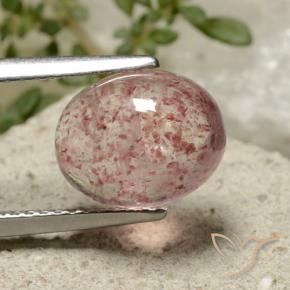 Quarzo fragola Rosa medio naturale da 3.80 ct, Ovale, Traslucido