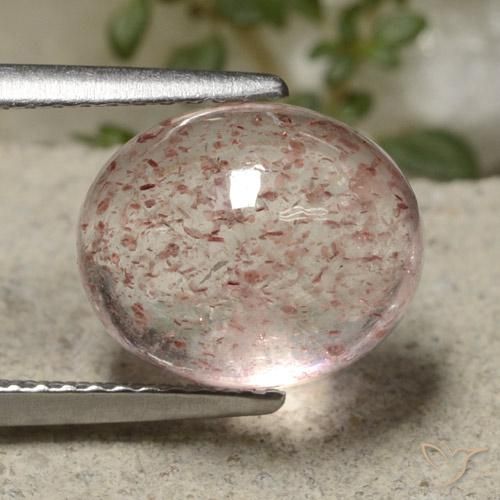 Quarzo fragola Rosa chiaro naturale da 5.09 ct, Ovale, Traslucido