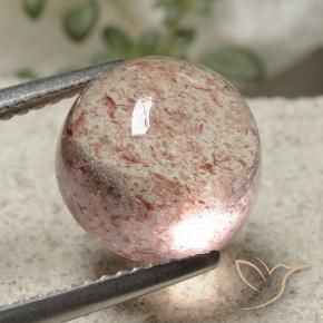 Quarzo fragola Rosa chiaro naturale da 5.18 ct, Rotondo, Traslucido