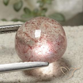 Quarzo fragola Rosa chiaro naturale da 5.18 ct, Rotondo, Traslucido