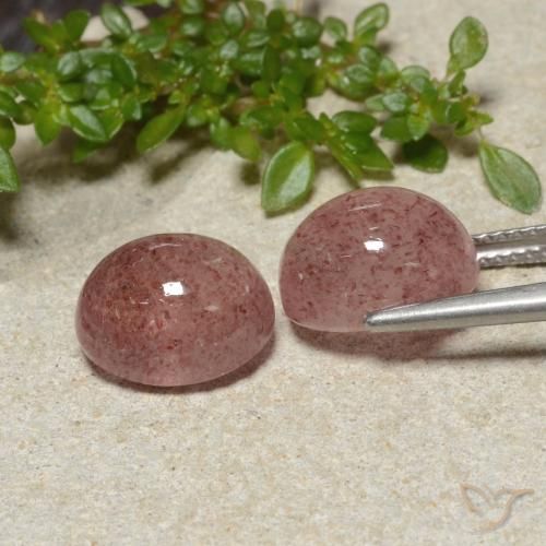 Gemme di Quarzo fragola Rosa medio naturale da 10.08 ct, Ovale, Traslucido