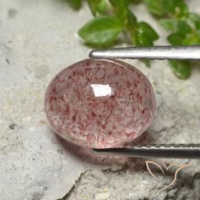 Quarzo fragola Rosa medio-chiaro naturale da 3.36 ct, Ovale, Traslucido