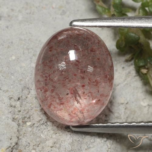 3.40ct Naturale rosso indiano Quarzo Fragola, Ovale, Traslucido
