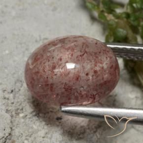 Quarzo fragola rosso indiano naturale da 3.40 ct, Ovale, Traslucido