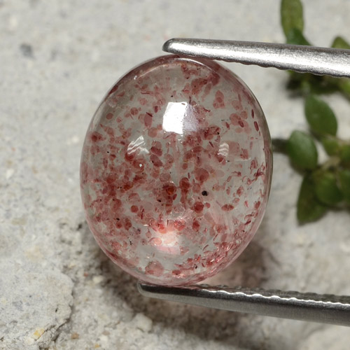 Quarzo fragola arancione rosato naturale da 4,36 ct, taglio ovale, traslucido