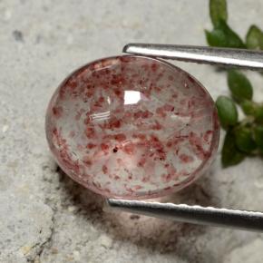 Quarzo fragola arancione rosato naturale da 4,36 ct, taglio ovale, traslucido