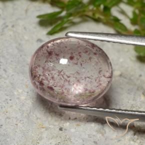 Quarzo fragola Rosa medio naturale da 4.09 ct, Ovale, Traslucido