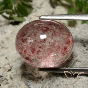 Quarzo fragola Rosa intenso rosa naturale da 4.31 ct, Ovale, Traslucido