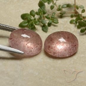 Gemme di Quarzo fragola Rosa medio naturale da 7.40 ct, Ovale, Traslucido
