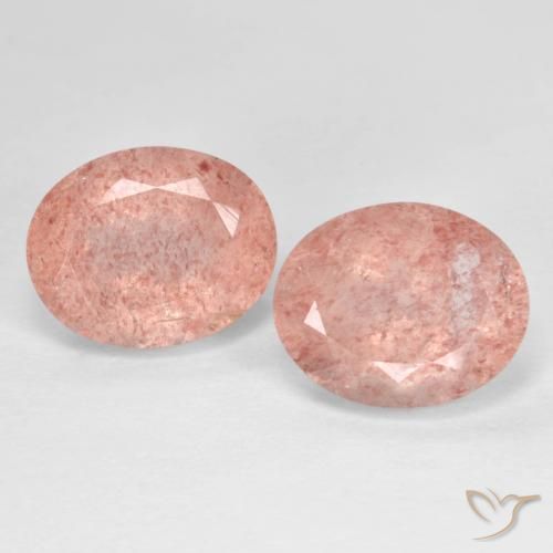 Gemme di Quarzo Fragola rosa fenicottero naturale da 7.62 ct, Ovale, Trasparente