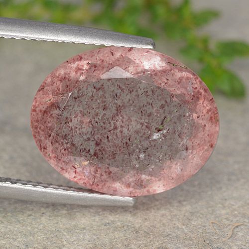 8.27ct Naturale Rosa arancio Quarzo Fragola, Ovale, Traslucido