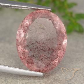 Quarzo fragola Rosa arancio naturale da 8.27 ct, Ovale, Traslucido
