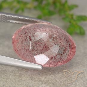 Quarzo fragola Rosa arancio naturale da 8.27 ct, Ovale, Traslucido