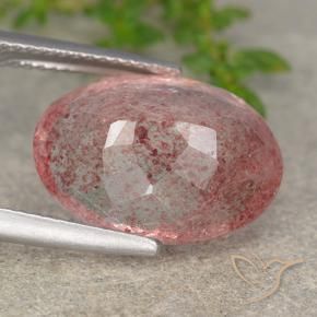 Quarzo fragola Rosa scuro naturale da 8.25 ct, Ovale, Traslucido