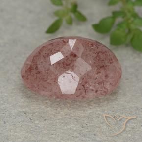 Quarzo fragola Rosa medio naturale da 6.80 ct, Ovale, Traslucido