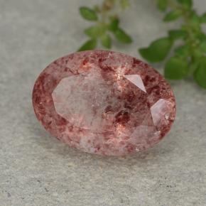 Quarzo fragola naturale rosa da 5,28 ct, taglio ovale, traslucido