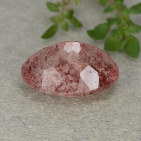 Quarzo fragola naturale rosa da 5,28 ct, taglio ovale, traslucido