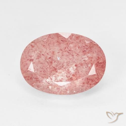 Quarzo fragola Rosa chiaro naturale da 6.12 ct, Ovale, Traslucido