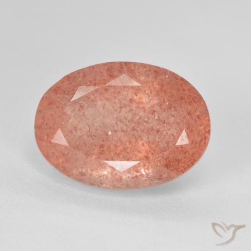 6.41ct Naturale Rosa arancione Quarzo Fragola, Ovale, Traslucido