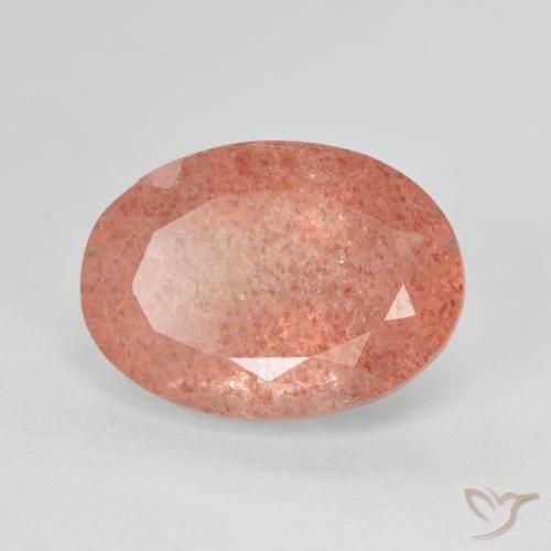 Quarzo fragola Rosa arancione naturale da 6.41 ct, Ovale, Traslucido