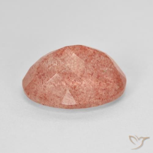 Quarzo fragola Rosa arancione naturale da 6.41 ct, Ovale, Traslucido