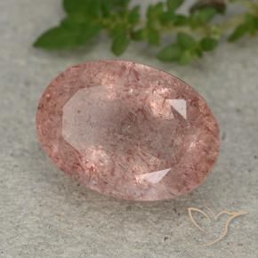 Quarzo fragola Rosa medio naturale da 6.40 ct, Ovale, Traslucido